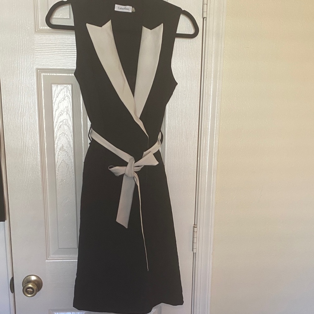 Calvin Klein Black and White Midi Dress